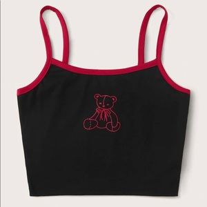 bear graphic ringer crop cami